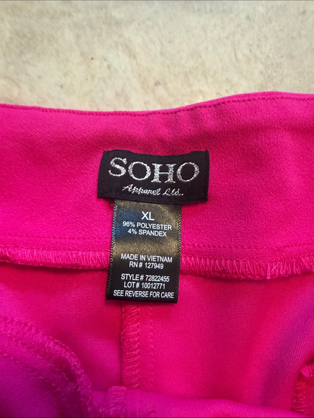 Women’s  Hot Pink Pull-On Knit Pants, no wrinkle, XL View 3